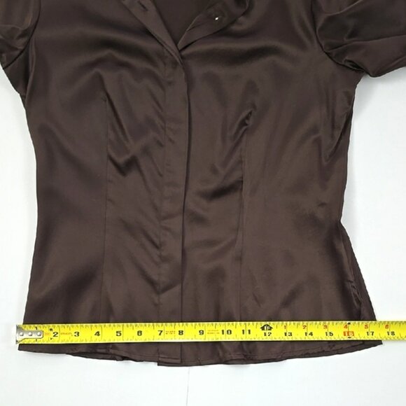 F Carriere Women's Silk Blend Espresso Brown Long Sleeves Button Down Blouse XS - Picture 16 of 16